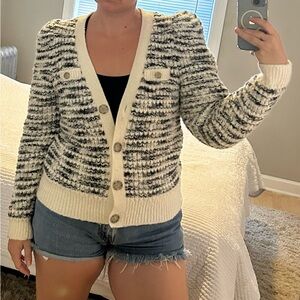 ECU Express button down sweater with shoulder pads size Large